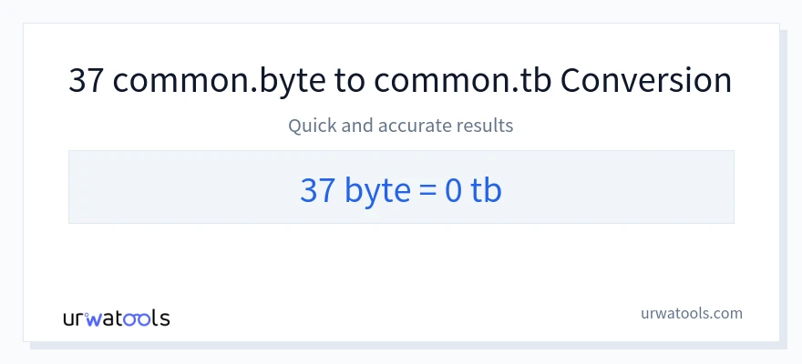37 Bytes 到 Terabytes 轉換