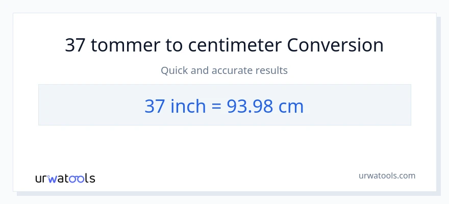 37 Tommer til Centimeter konvertering