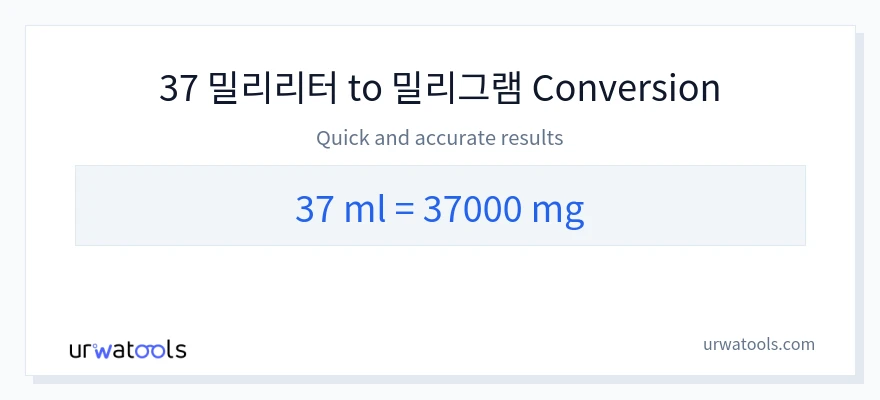37 밀리리터에서 밀리그램으로의 변환
