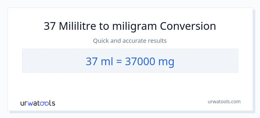 37 mililitre'den miligram'e dönüşüm
