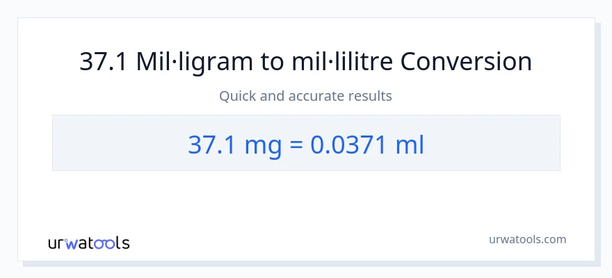 Conversió de 37.1 mil·ligrams a mil·lilitres