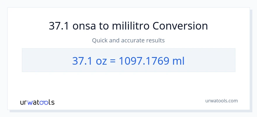 37.1 Mga onsa patungong mga mililitro na conversion