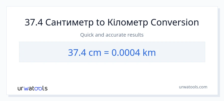 Конверсія з Сантиметри у Кілометри: 37.4