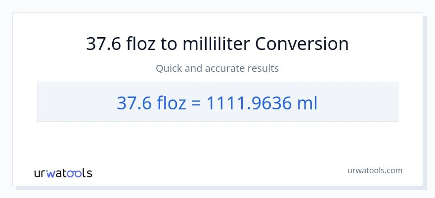 37.6 flydende ounces til milliliter konvertering