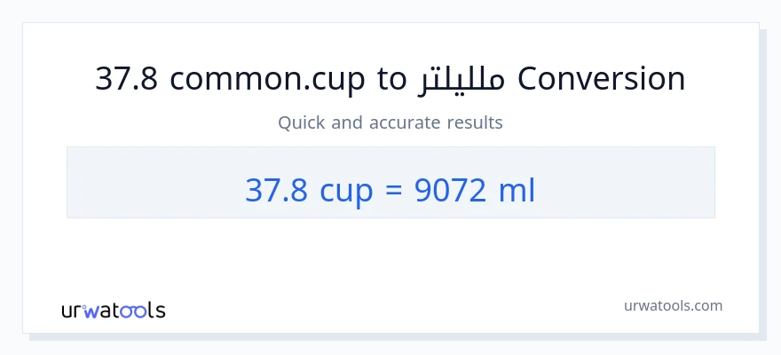 التحويل من 37.8 أكواب إلى ملليلتر