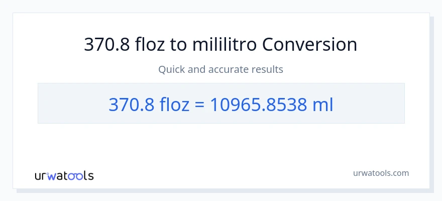 370.8 mga onsa ng likido patungong mga mililitro na conversion