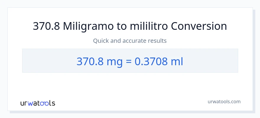 370.8 miligramo patungong mga mililitro na conversion