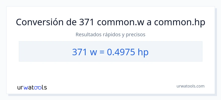 Conversión de 371 vatios a caballo de fuerza