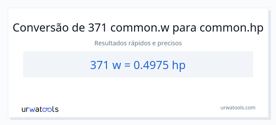 Conversão de 371 watts para cavalos de potência
