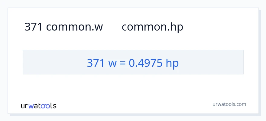 371 واٹ سے ہارس پاور کی تبدیلی