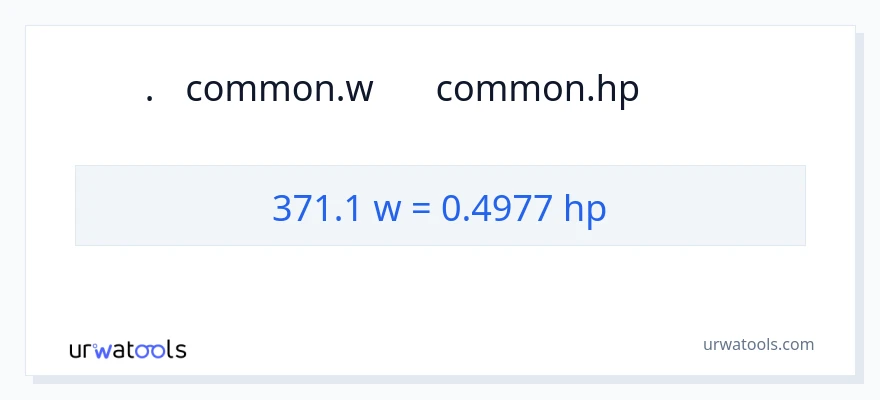 371.1 વોટ્સ થી હોર્સપાવર રૂપાંતર