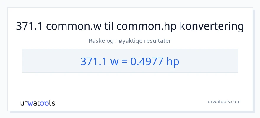 371.1 watt til hestekrefter konvertering