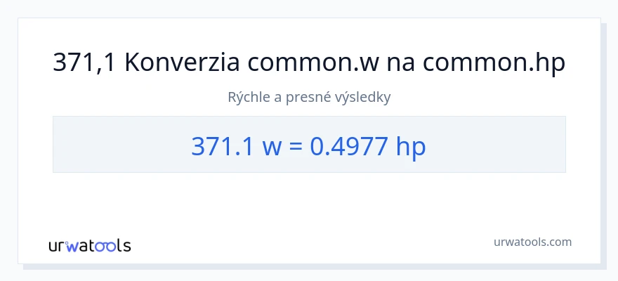Konverzia z watty na konská sila: 371.1
