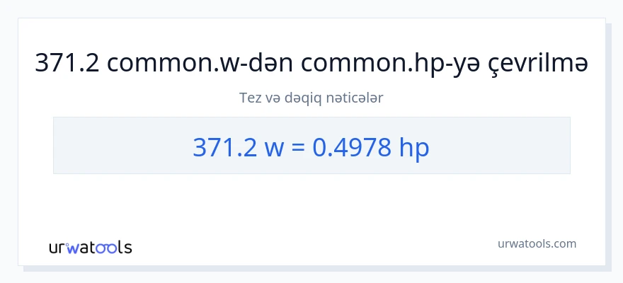 371.2 vatt-dən at gücü-ə çevrilmə