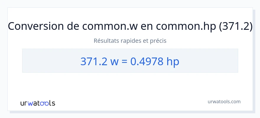 Conversion 371.2 watts vers chevaux-vapeur