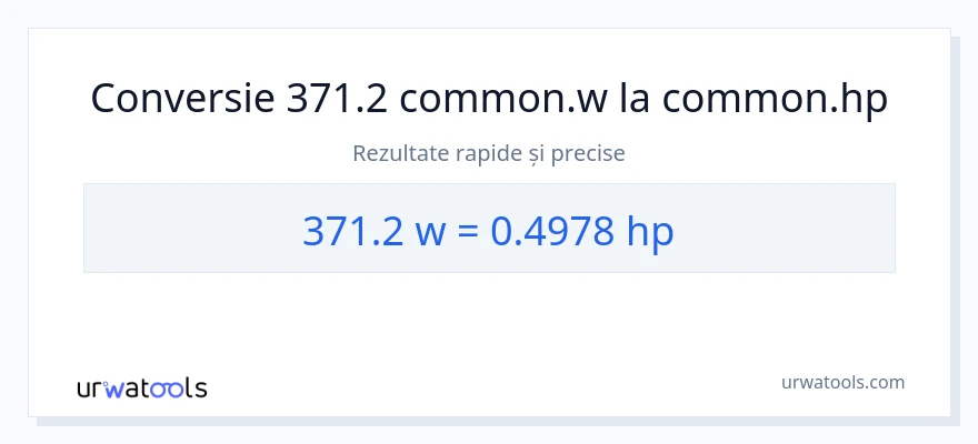 Conversie 371.2 wați la cai putere