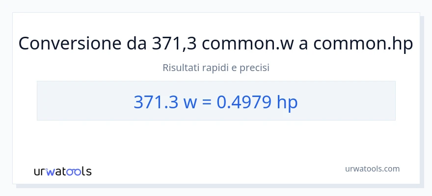 Conversione da 371.3 watt a potenza
