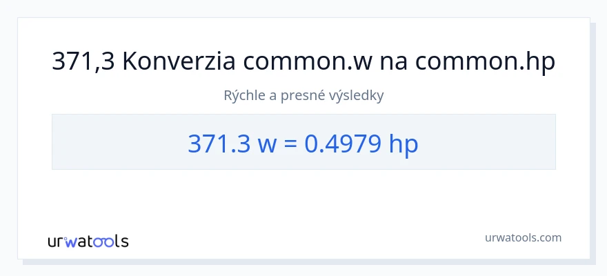 Konverzia z watty na konská sila: 371.3