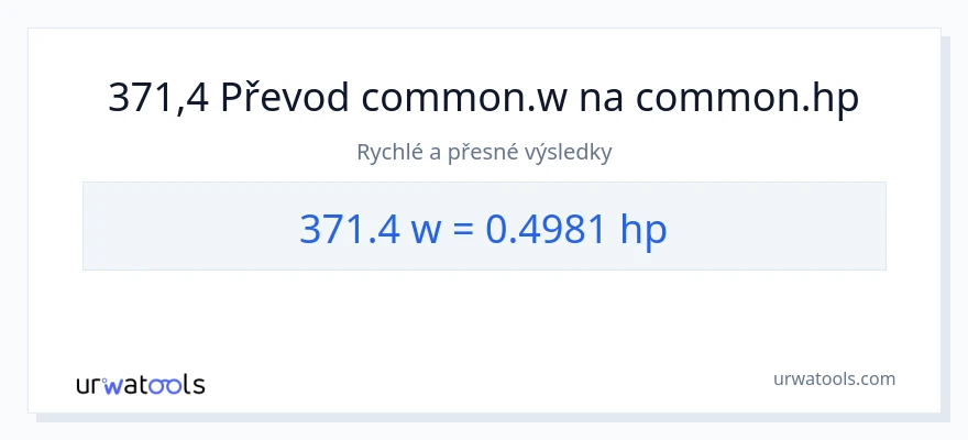 Konverze z watty na koňská síla: 371.4