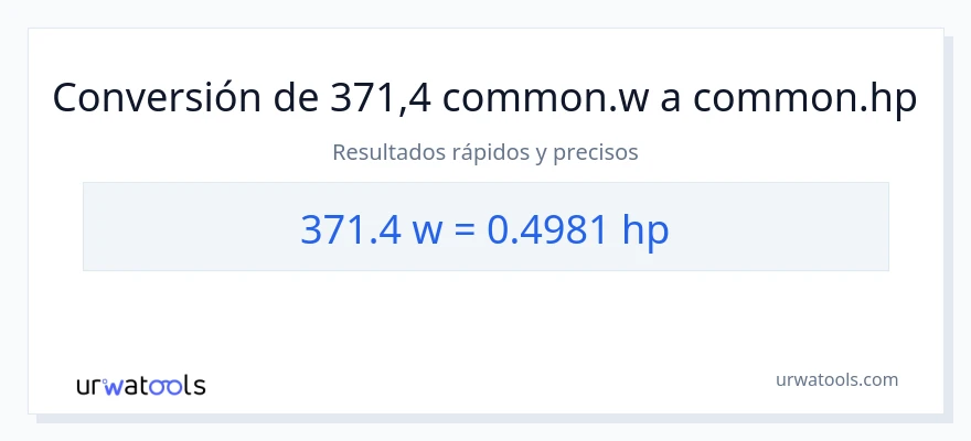 Conversión de 371.4 vatios a caballo de fuerza