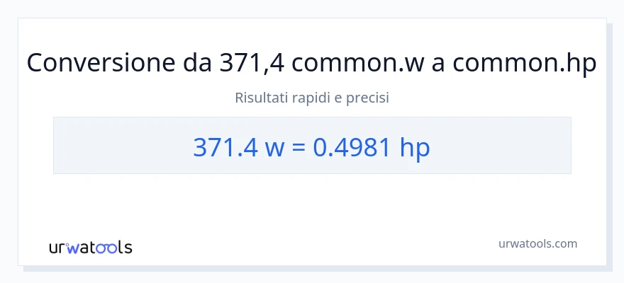 Conversione da 371.4 watt a potenza