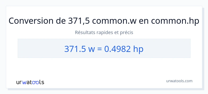 Conversion 371.5 watts vers chevaux-vapeur