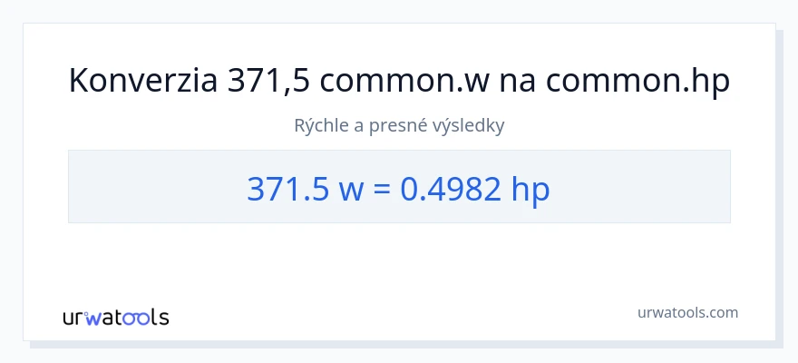 Konverzia z watty na konská sila: 371.5