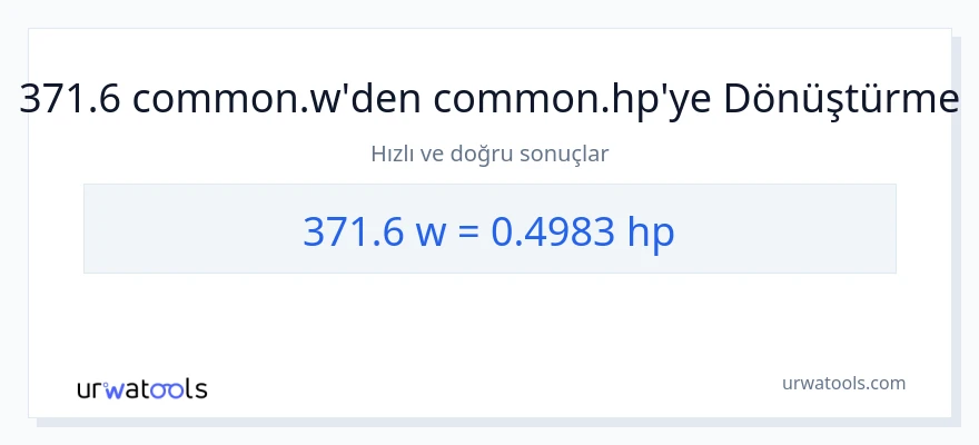 371.6 watt'den beygir gücü'e dönüşüm