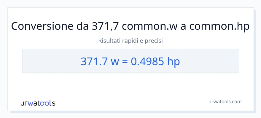 Conversione da 371.7 watt a potenza