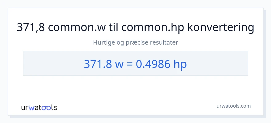 371.8 watt til hestekræfter konvertering