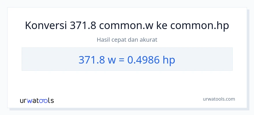 Konversi 371.8 watt ke daya kuda