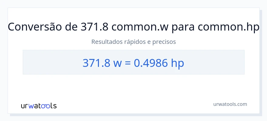 Conversão de 371.8 watts para cavalos de potência