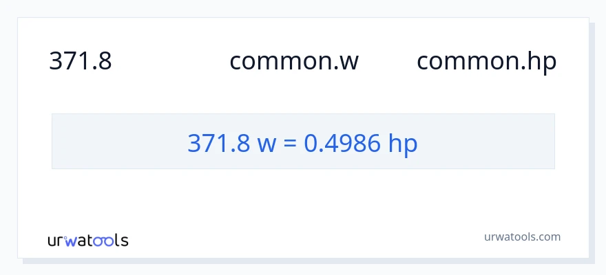 การแปลง 371.8 วัตต์ เป็น แรงม้า