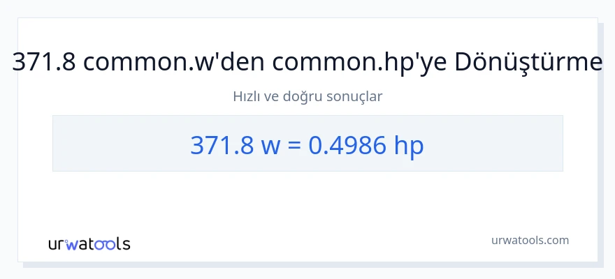 371.8 watt'den beygir gücü'e dönüşüm