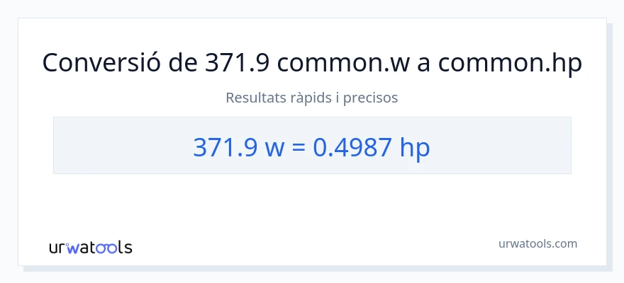 Conversió de 371.9 watts a cavalls de força