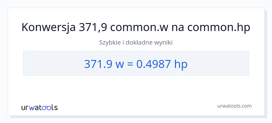 Konwersja 371.9 watów do moc w koniach mechanicznych