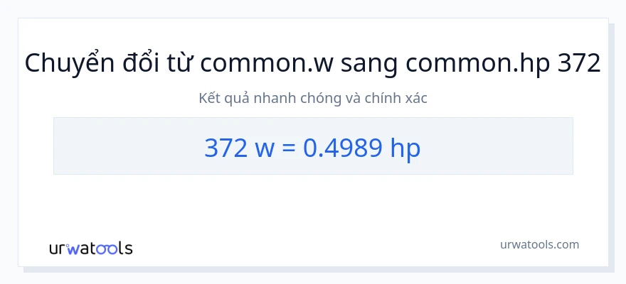 Chuyển đổi 372 watt sang mã lực