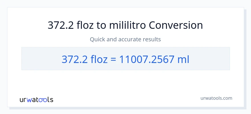 372.2 mga onsa ng likido patungong mga mililitro na conversion