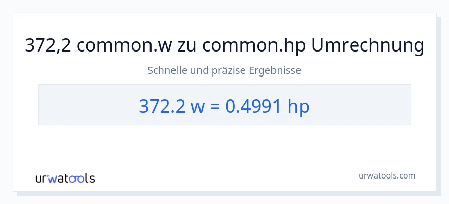 372.2 Watt zu PS Umwandlung