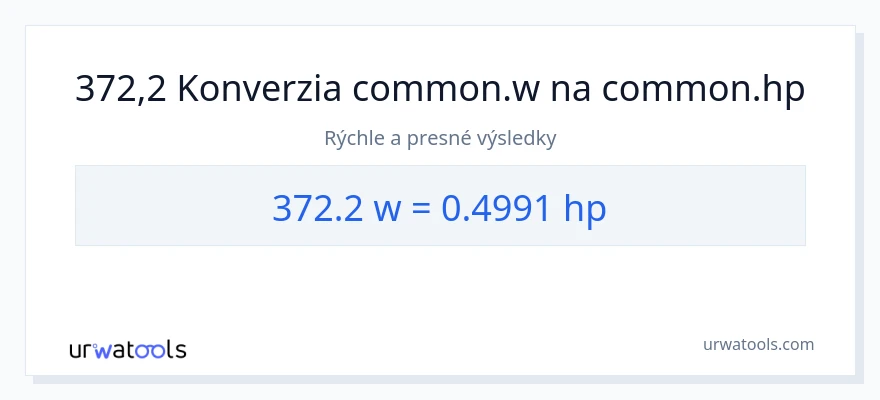 Konverzia z watty na konská sila: 372.2