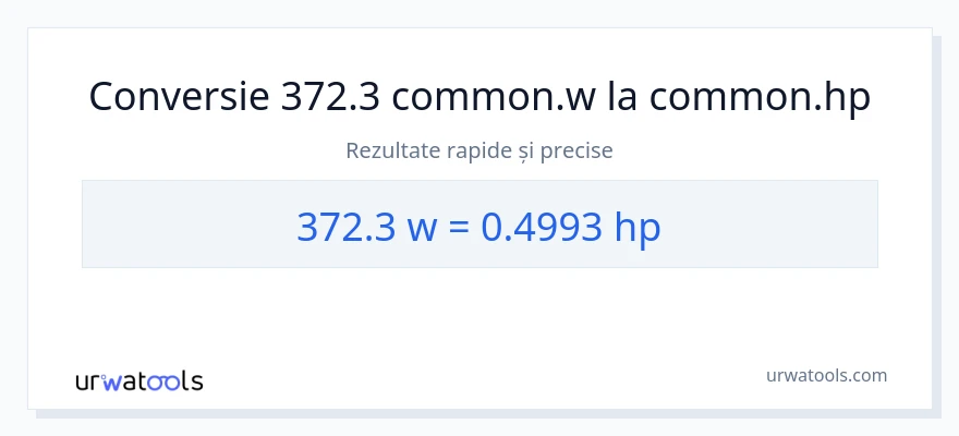 Conversie 372.3 wați la cai putere