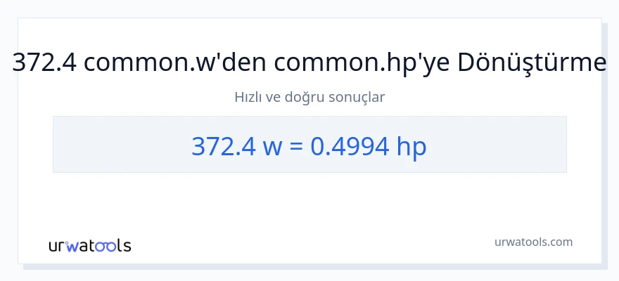 372.4 watt'den beygir gücü'e dönüşüm