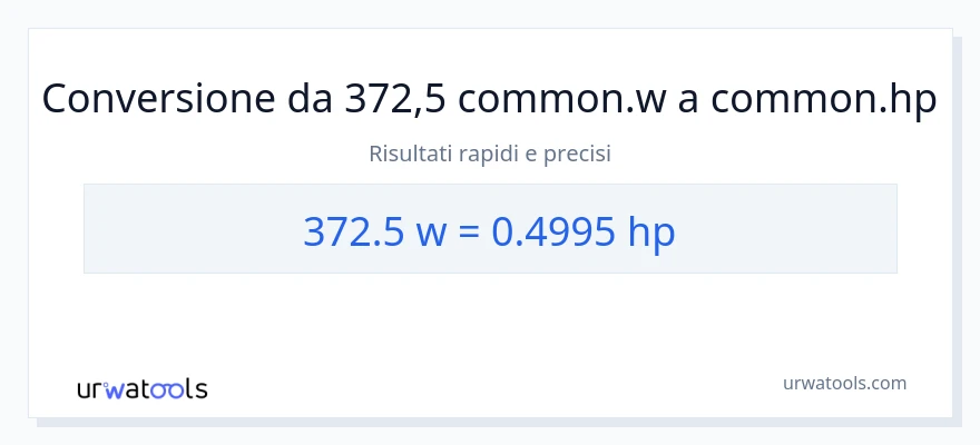 Conversione da 372.5 watt a potenza