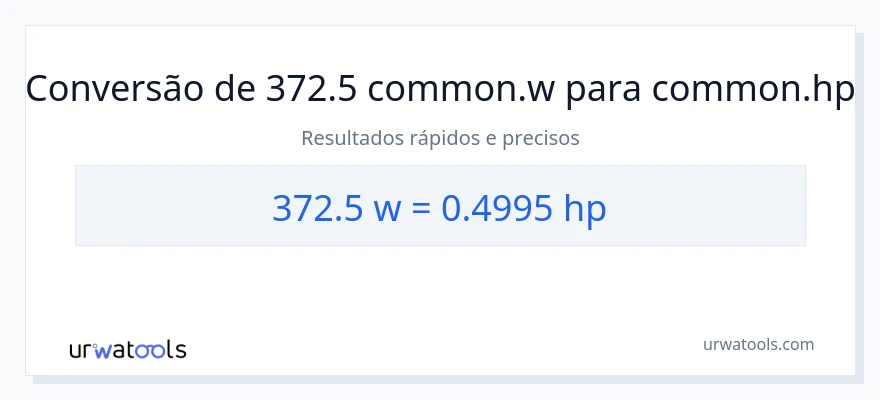 Conversão de 372.5 watts para cavalos de potência