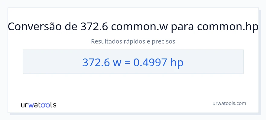 Conversão de 372.6 watts para cavalos de potência