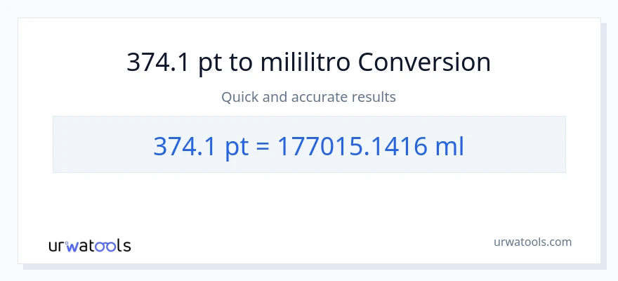 374.1 Pints patungong mga mililitro na conversion