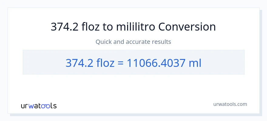 374.2 mga onsa ng likido patungong mga mililitro na conversion