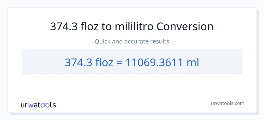 374.3 mga onsa ng likido patungong mga mililitro na conversion