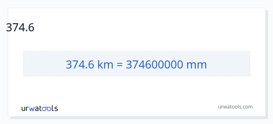 374.6 కిలోమీటర్లు నుండి మిల్లీమీటర్లు కు మార్పిడి