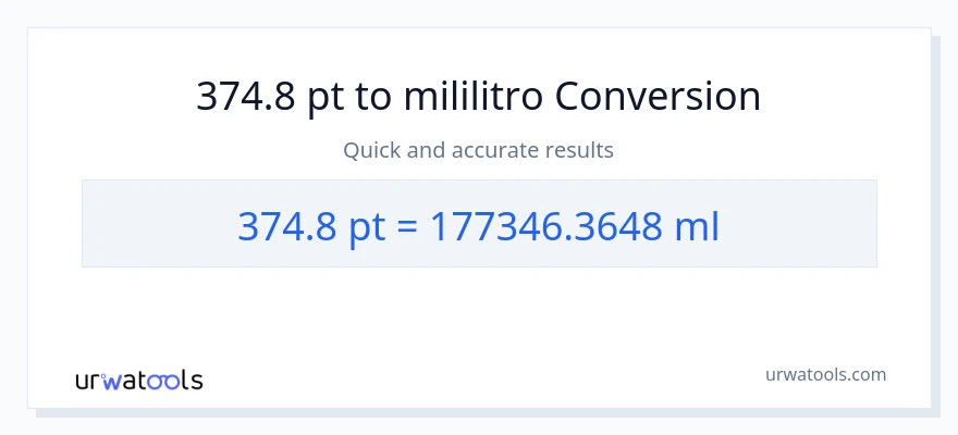 374.8 Pints patungong mga mililitro na conversion